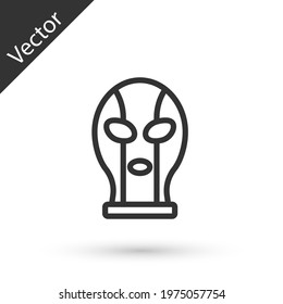 Grey line Mexican wrestler icon isolated on white background.  Vector