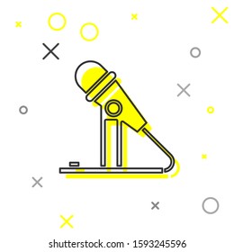 Grey line Microphone icon isolated on white background. On air radio mic microphone. Speaker sign.  Vector Illustration