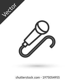 Grey line Microphone icon isolated on white background. On air radio mic microphone. Speaker sign. Vector