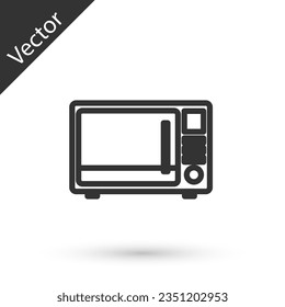Grey line Microwave oven icon isolated on white background. Home appliances icon.  Vector Illustration