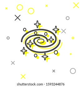Grey line Milky way spiral galaxy with stars icon isolated on white background.  Vector Illustration
