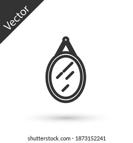 Icono Espejo de línea gris aislado en fondo blanco. Vector.