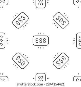 Grey line Money prize in casino icon isolated seamless pattern on white background.  Vector