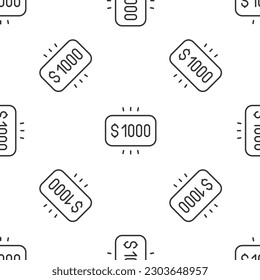 Grey line Money prize in casino icon isolated seamless pattern on white background.  Vector