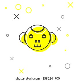 Grey line Monkey zodiac sign icon isolated on white background. Astrological horoscope collection.  Vector Illustration