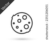 Grey line Moon icon isolated on white background.  Vector Illustration