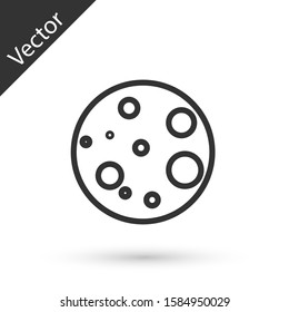 Grey line Moon icon isolated on white background.  Vector Illustration