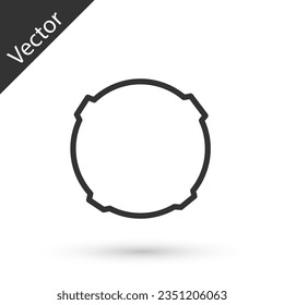 Grey line Moon icon isolated on white background.  Vector Illustration