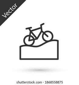 Grey line Mountain bicycle icon isolated on white background. Bike race. Extreme sport. Sport equipment. Vector.