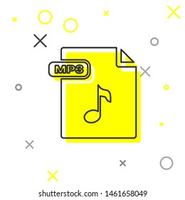 Grey line MP3 file document. Download mp3 button icon isolated on white background. Mp3 music format sign. MP3 file symbol.  Vector Illustration
