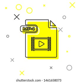 Grey line MP4 file document. Download mp4 button icon isolated on white background. MP4 file symbol.  Vector Illustration