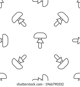 Grey line Mushroom icon isolated seamless pattern on white background.  Vector