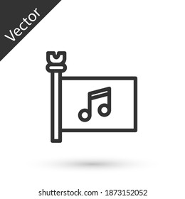 Grey line Music festival, access, flag, music note icon isolated on white background. Vector.