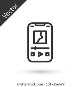 Grey line Music player icon isolated on white background. Portable music device. Vector.