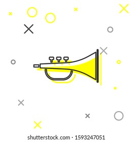 Grey line Musical instrument trumpet icon isolated on white background.  Vector Illustration
