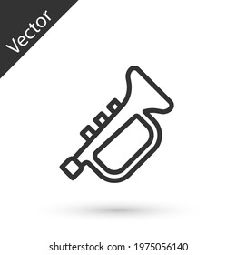 Grey line Musical instrument trumpet icon isolated on white background. Vector