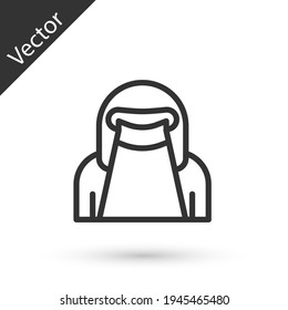 Grey line Muslim woman in niqab icon isolated on white background. Vector