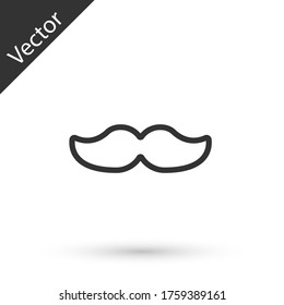 Grey line Mustache icon isolated on white background. Barbershop symbol. Facial hair style. Vector Illustration