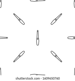 Grey line Nail file icon isolated seamless pattern on white background. Manicure tool.  Vector Illustration