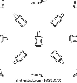 Grey line Nail polish bottle icon isolated seamless pattern on white background.  Vector Illustration