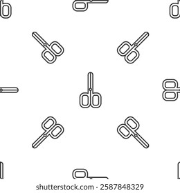 Grey line Nail scissors icon isolated seamless pattern on white background. Manicure and pedicure scissors.  Vector