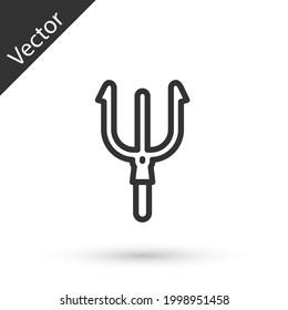 Grey line Neptune Trident icon isolated on white background.  Vector