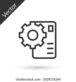 Grey line Neural network icon isolated on white background. Artificial intelligence AI.  Vector