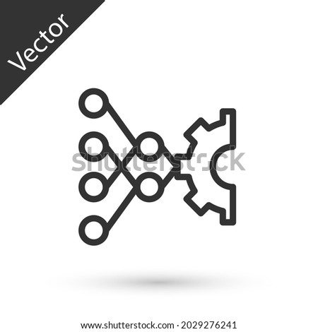 Grey line Neural network icon isolated on white background. Artificial intelligence AI.  Vector