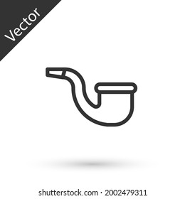Grey line No pipe smoking icon isolated on white background. Dont smoke. Tobacco pipe.  Vector