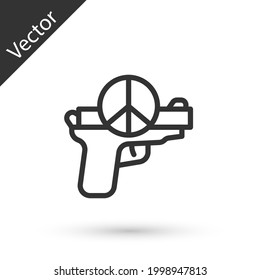 Grey line No war icon isolated on white background. The peace symbol.  Vector