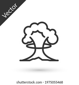 Grey line Nuclear explosion icon isolated on white background. Atomic bomb. Symbol of nuclear war, end of world. Vector