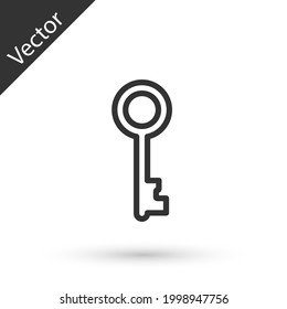 Línea gris Icono de tecla anterior aislado en fondo blanco.  Vector