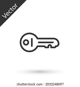 Grey line Old key icon isolated on white background.  Vector