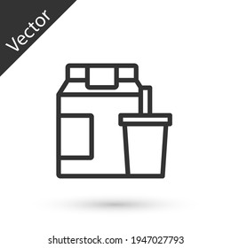 Línea gris Línea de pedidos online e icono de entrega de comida rápida aislado en fondo blanco. Vector