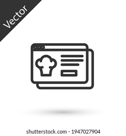 Grey line Online ordering and fast food delivery icon isolated on white background. Vector