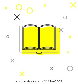 Grey line Open book icon isolated on white background.  Vector Illustration