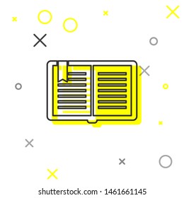Grey line Open book icon isolated on white background.  Vector Illustration