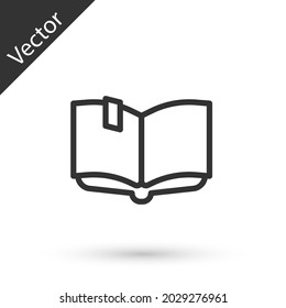 Grey line Open book icon isolated on white background.  Vector