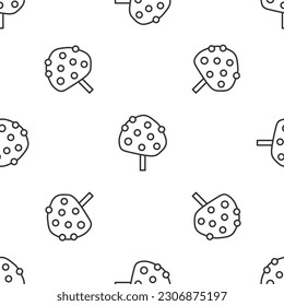 Grey line Orange tree with fruits icon isolated seamless pattern on white background.  Vector