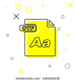 Grey line OTF file document. Download otf button icon isolated on white background. OTF file symbol.  Vector Illustration