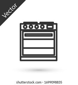 Grey line Oven icon isolated on white background. Stove gas oven sign. Vector Illustration