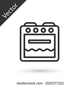 Grey line Oven icon isolated on white background. Stove gas oven sign.  Vector