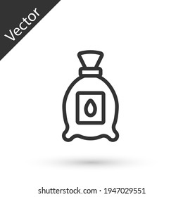 Grey line Pack full of seeds of a specific plant icon isolated on white background. Vector