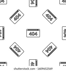 Grey line Page with a 404 error icon isolated seamless pattern on white background. Template reports that the page is not found.  Vector Illustration