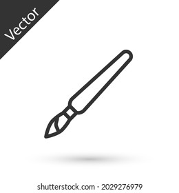 Icono de pincel de pintura de línea gris aislado en fondo blanco.  Vector