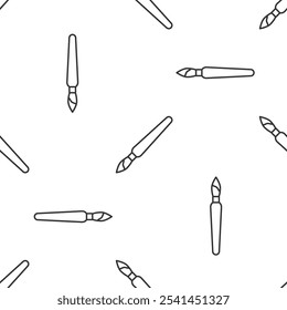 Grey line Paint brush icon isolated seamless pattern on white background.  Vector