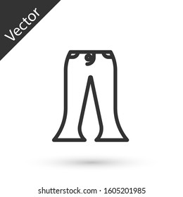 Grey line Pants icon isolated on white background.  Vector Illustration