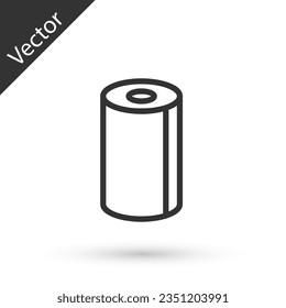 Grey line Paper towel roll icon isolated on white background.  Vector Illustration