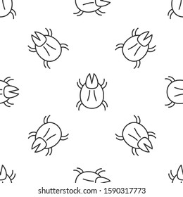 Grey line Parasite mite icon isolated seamless pattern on white background.  Vector Illustration