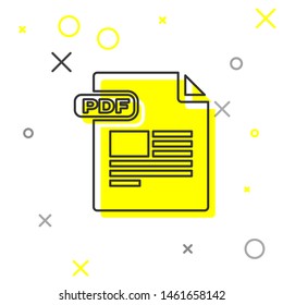 Grey line PDF file document. Download pdf button icon isolated on white background. PDF file symbol.  Vector Illustration